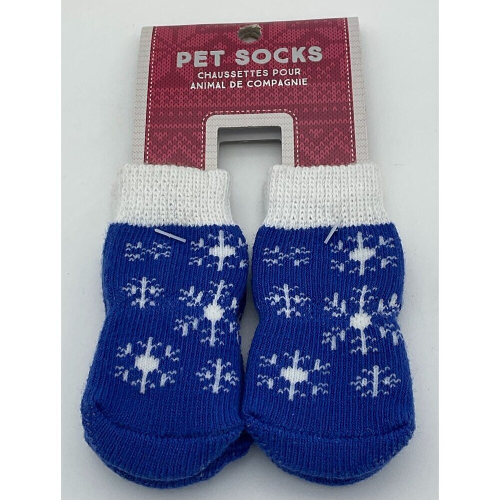 Pet Socks For Dogs With Snowflake Pattern & Anti-Slip Grip Paw Print Size S/P